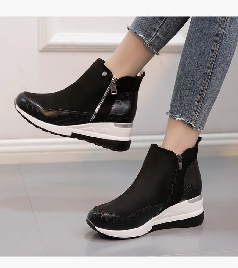 

Plus Size Warm Plush Winter Botas Chunky Sneakers Ankle Boots Women Shoes Ladys Zipper Buckle Thick Sole Platform Zapatos Mujer