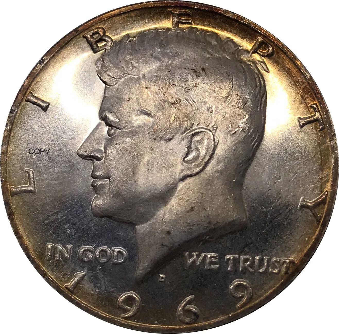 

Посеребренная копия монеты США 1969 года