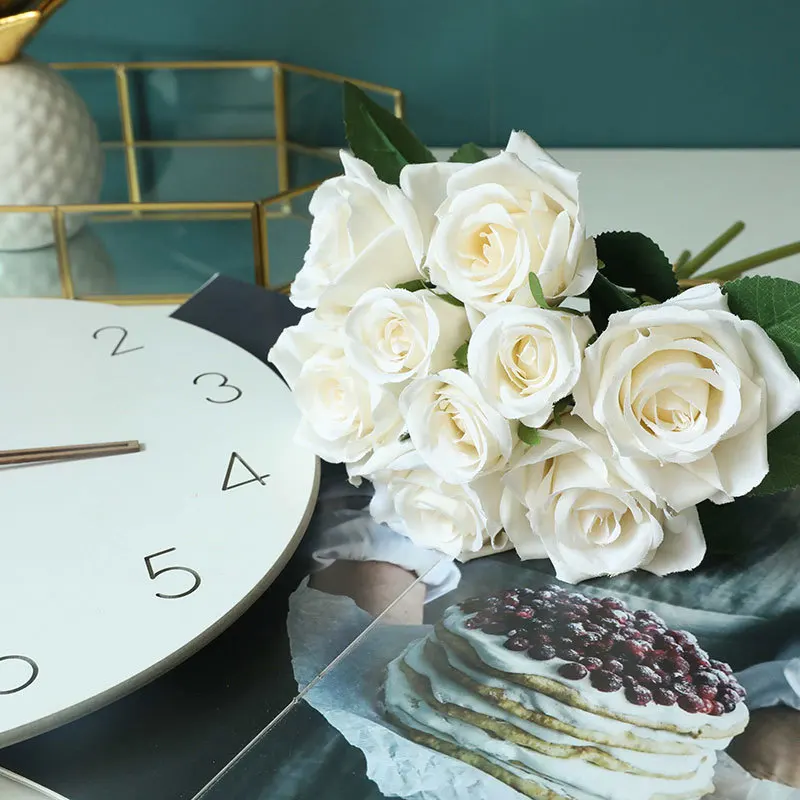 Розовые шелковые пионы букет невесты 27 см искусственные цветы для свадебной