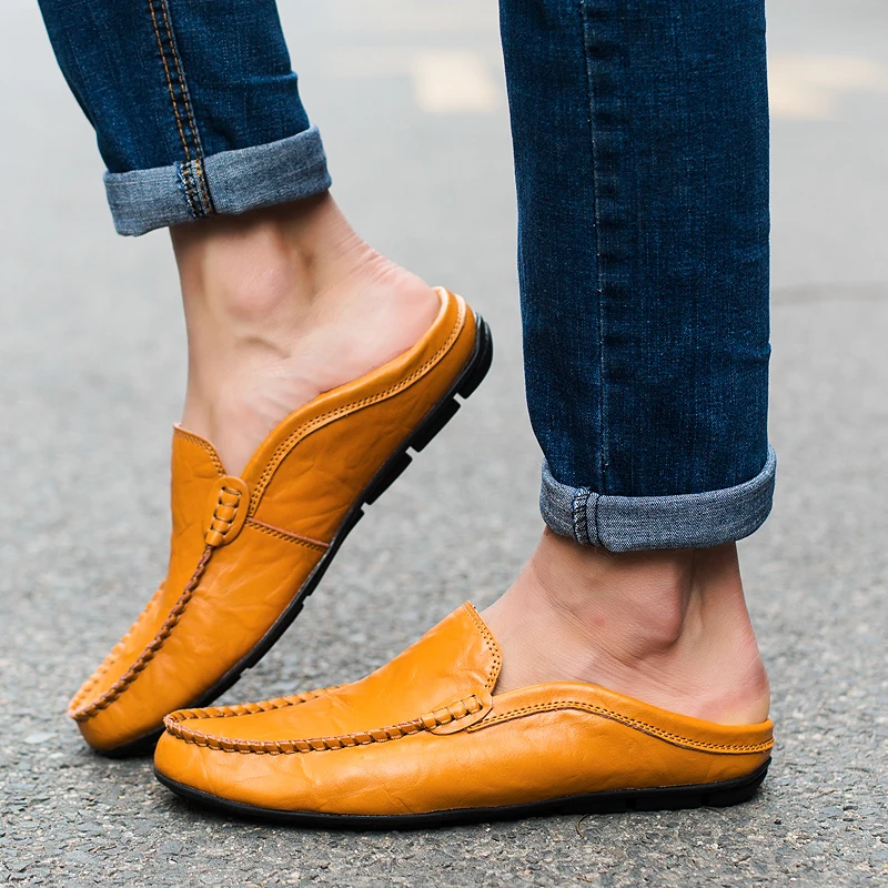 

Comfortable Fashion Leather Men Shoes Casual Breathable Loafers Men Genuine Leather Moccasins Flat Men Shoes Waterproof Footwear