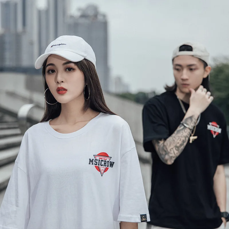 Футболка для влюбленных пар Повседневная Уличная одежда в стиле хип-хоп топы с