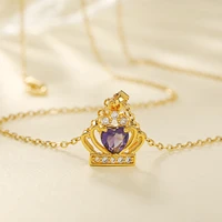 fashion new crystal zircon gold crown necklaces female choker trinket clavicle chain necklace women jewelry girl party gift