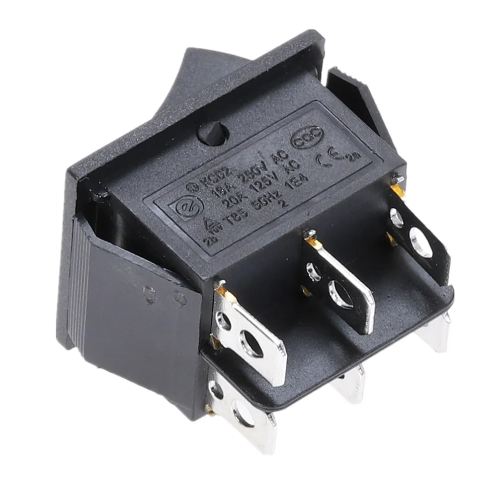 KCD2 Rocker Switch On-Off-On Power Switch 3 Position 6 Pins With Light 16A 250VAC/ 20A 125VAC