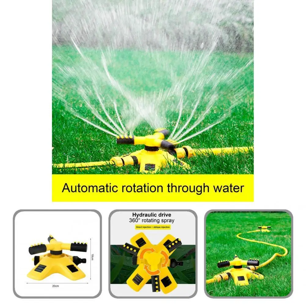 

Желтый портативный эффективный поливочный распылитель, 3 вилки, спринклер для газона, прочный для растений