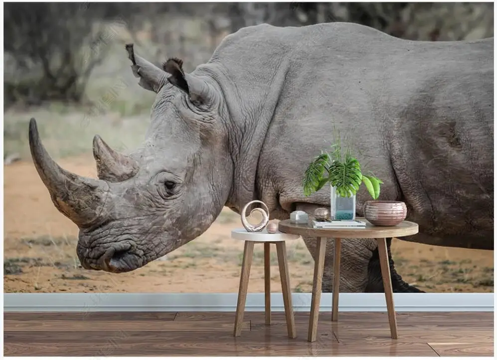 

Custom mural 3d photo wallpaper Modern african grassland rhino home decor living room wallpaper for wall 3 d in rolls