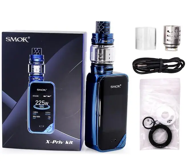 SMOK X-PRIV набор электронных сигарет 225 Вт X PRIV Box Mod с TFV12 Prince Tank 8 мл испаритель VAPE SMOK XPRIV Kit - Цвет: Prism Blue No Gift