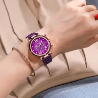 luxury calendar rome dial women watches fashion rose gold purple magnet buckle ladies quartz wristwatches simple female watch
