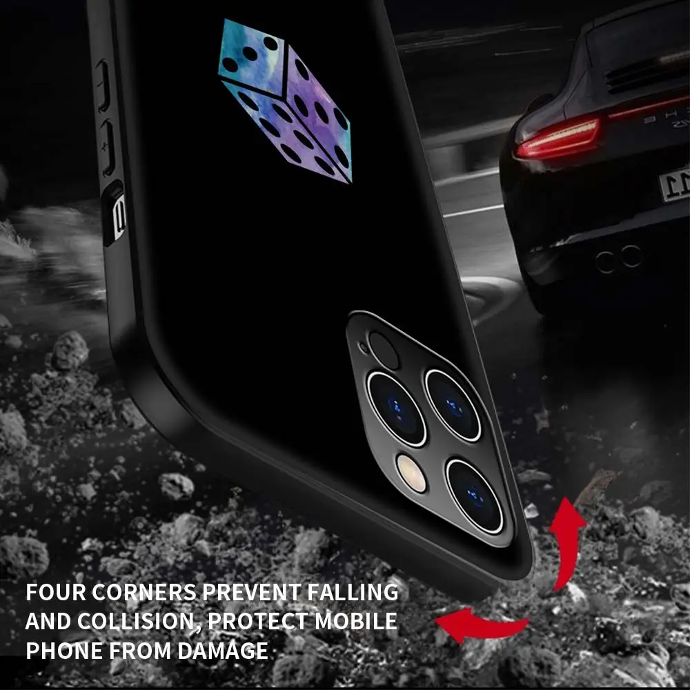 

For iPhone 11 12 Pro Max Soft Silicone Shell For iPhone 12 Mini 7 8 Plus XR XS Max X SE Phone Case Back Cover poker dice Fashion