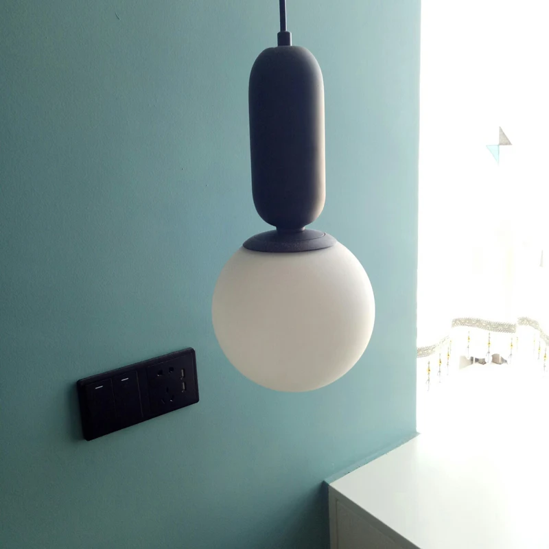 Европейский современный стеклянный шар Подвесная лампа золотого белого черного