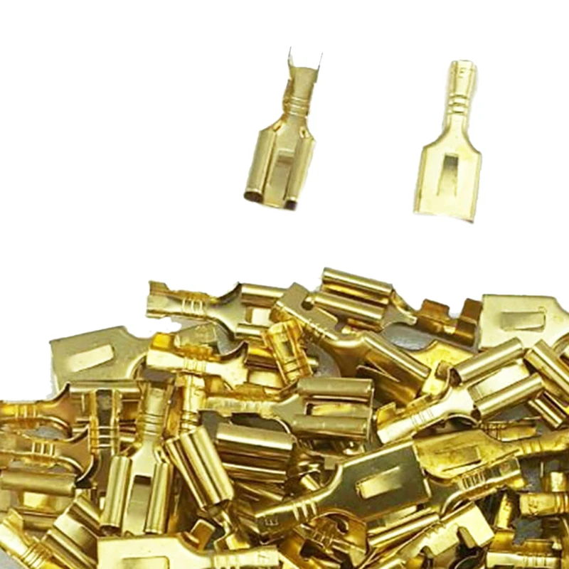 100 шт./компл. латунь 6 3 мм неизолированный Электрический Женский Лопата для