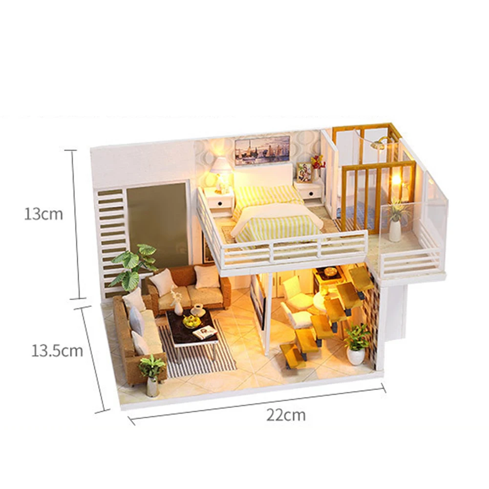 

DIY 3D Handmade Dollhouse Wooden House with LED Miniature Furniture Kit Building Kits Casa LED Toy Kid Gift Dollhouse Gifts