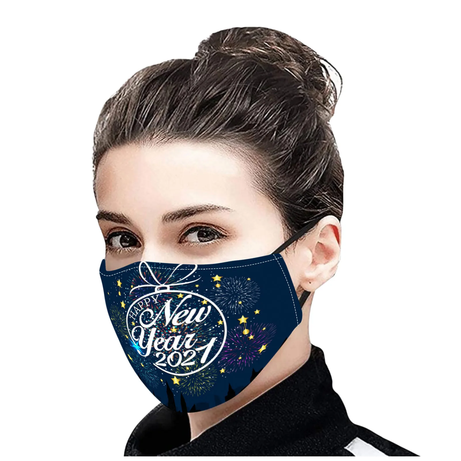 

2021 5PC Happy New Years Adult Mask Washable Reusable Pollution Cover Face Masks Dustproof Windproof Breathable Face Mask#50