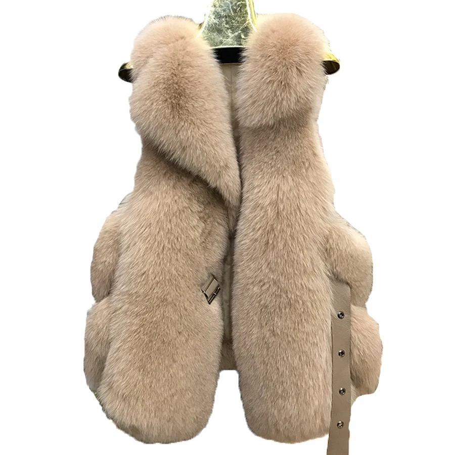 

women real fox fur gilet 2020 autumn winter new Top Quality thick fluffy fur sleeveless coat short style