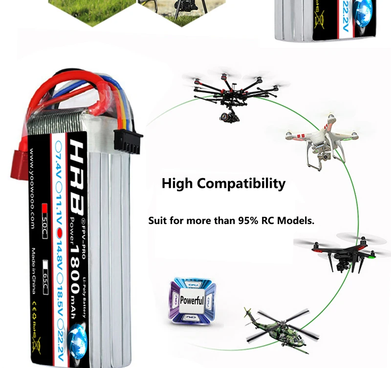 HRB Lipo 4S Батарея 14,8 V 1800 мА/ч, 50C XT60 для рыболовной приманки лодки Багги автомобилей самолет хобби, Радиоуправляемый Запчасти T TRX EC5 XT90 деканов женский