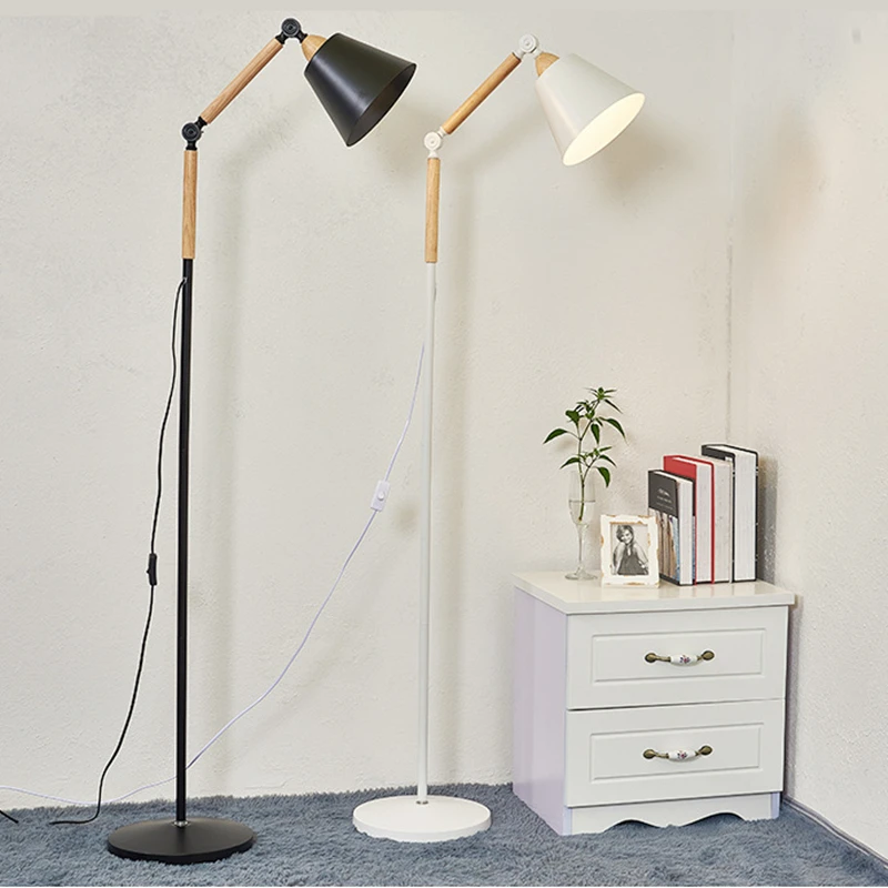 Скандинавские деревянные напольные лампы высокий светильник в стиле арт-деко