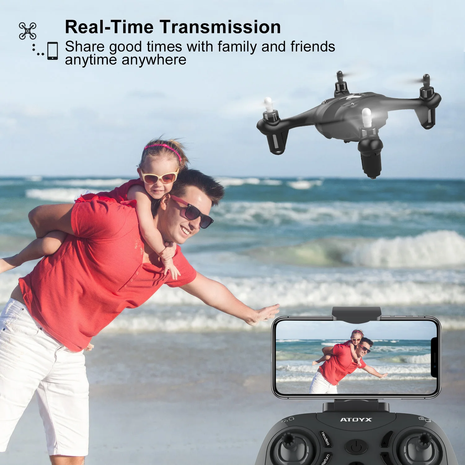 Черный Радиоуправляемый Дрон Apex с HD камерой 720P FPV WIFI мини Headlesss режим удержания
