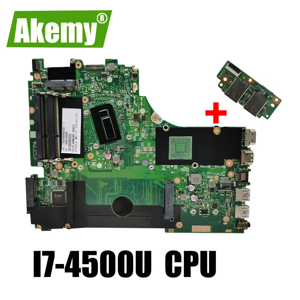Отправка платы + для Asus X750LA x750L x750ln x750lb материнская плата ноутбука I7 4500U HD Graphics 4600