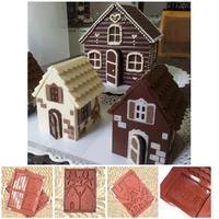 new 2 pcsset 3d christmas gingerbread house silicone mold chocolate cake mould diy biscuits baking tools vc