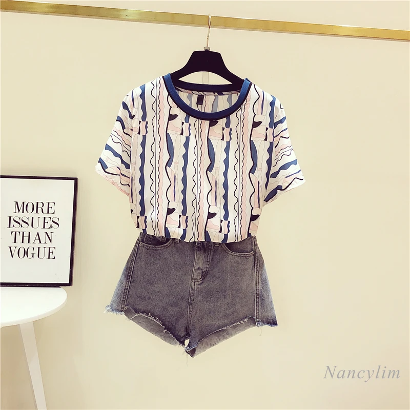 

Plus Size Short Sleeve Chiffon Shirt Women's Summer 2021 New T-shirts Loose Tops Pullover Camisetas De Mujer Nancylim
