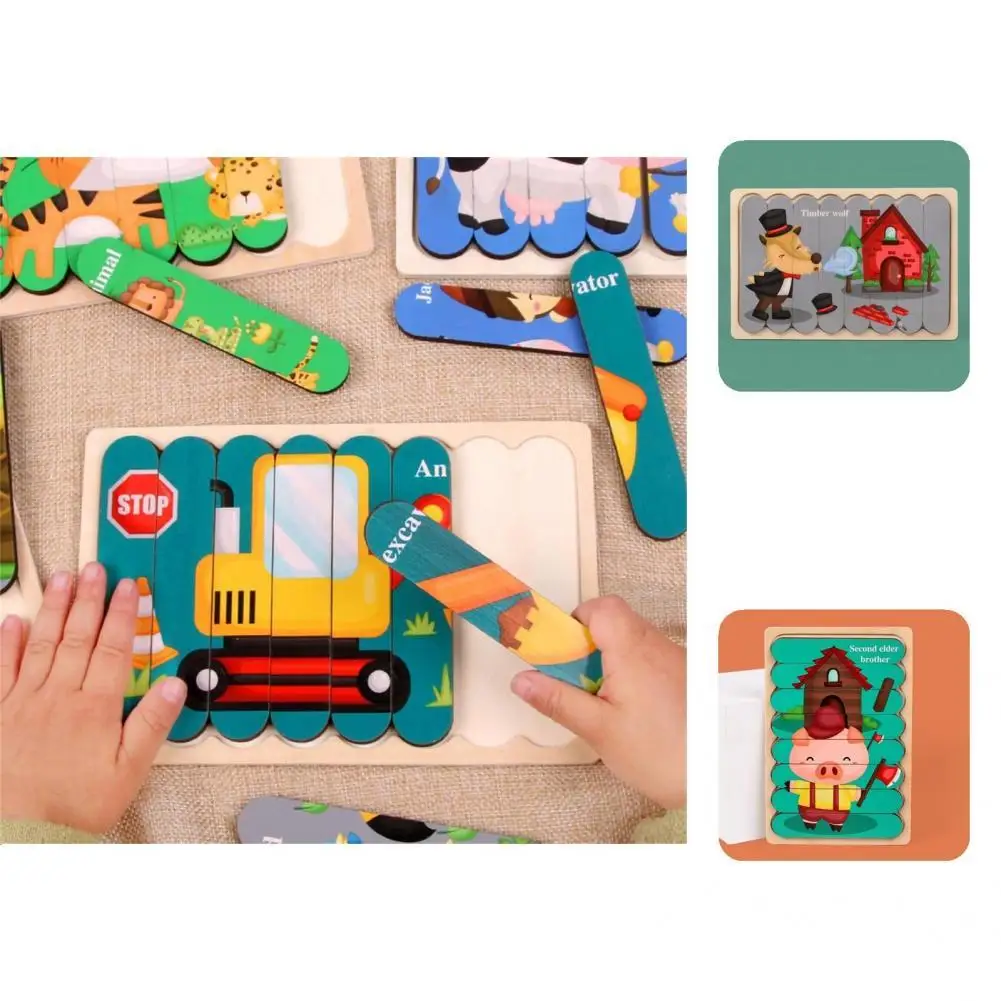 

Wood Puzzles Vivid Kids Cartoon Animal Puzzle Eco-friendly Preschool Learning Games Puzzles Toys