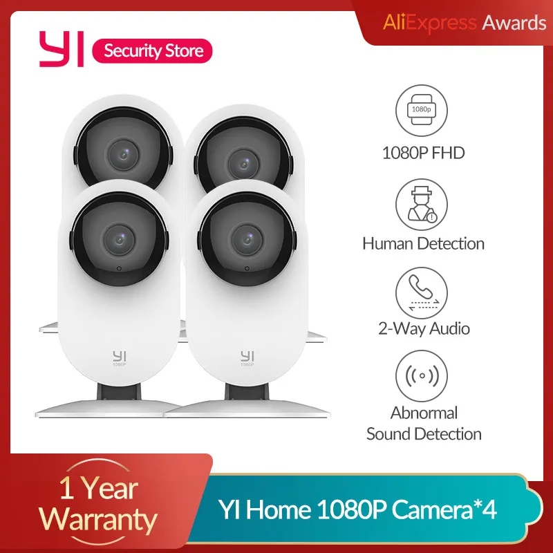 

YI 4PCS Home Camera 1080P AI+ Functions Human Detection Night Vision IP Bayby Monitor WIFI Cam CCTV YI Cloud SD Card Storage
