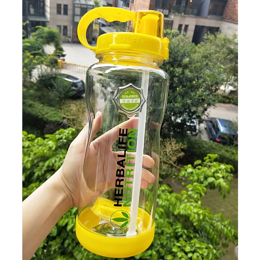 Orange 2000ml Новое поступление, высокое качество, 5 ярких цветов, 1000 м1л, 2000 мл, 2л, портативное пространство, Herbalife, питание на заказ, ремни, соломенная бутылка для воды - Цвет: Orange 2000ml