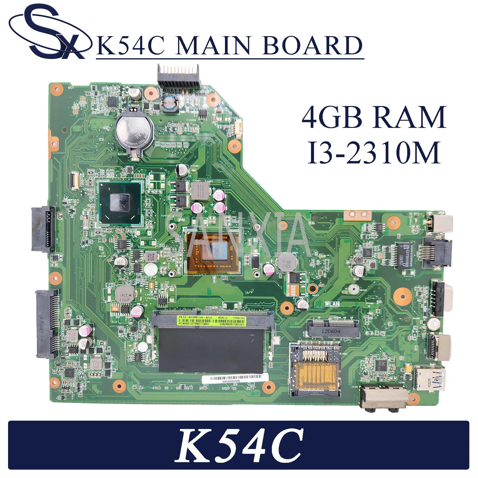 

KEFU K54C Laptop motherboard for ASUS X54C original mainboard 4GB-RAM I3-2310M