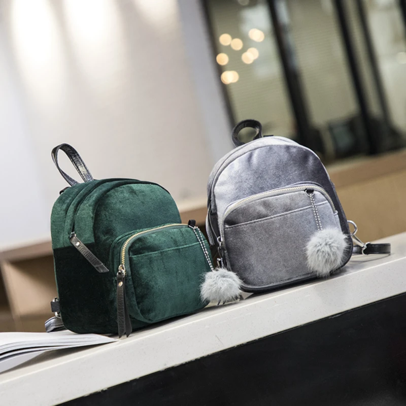 

Velvet Backpack 2021 New Fashion Solid Color Women's Bag High Quality Small Fresh Exquisite Woman Bags Mochilas Mujer Gold