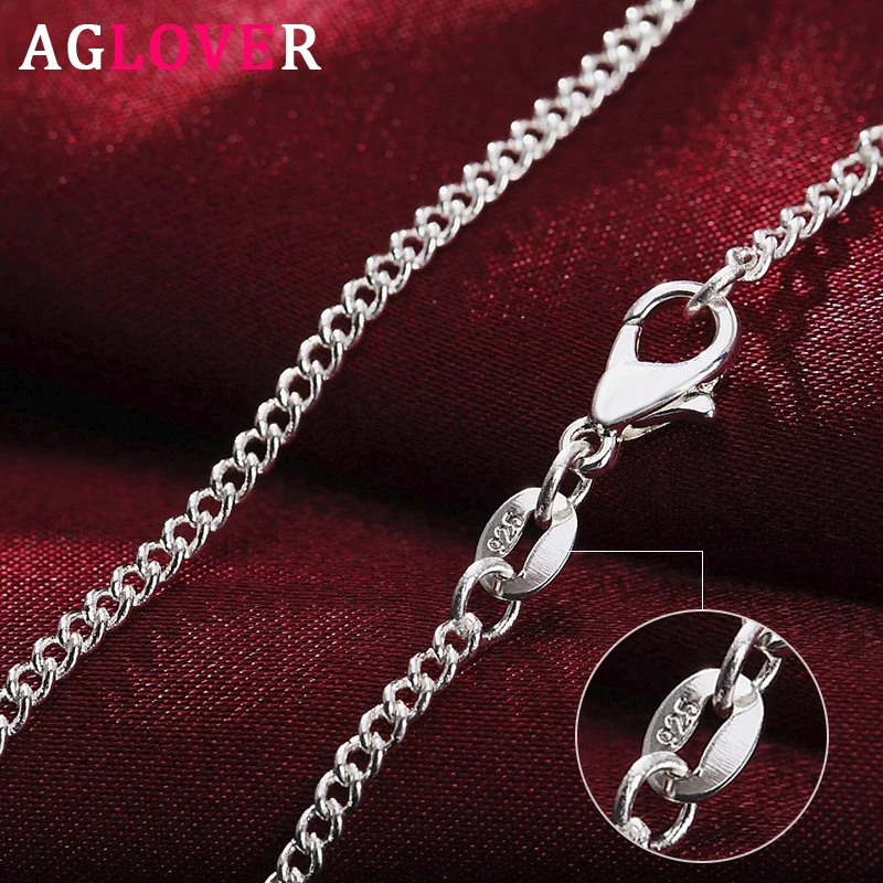 AGLOVER Новое серебро 925 пробы 16/18/20/22/24/26/28/30 дюйма 2 мм боковая цепочка ожерелье для