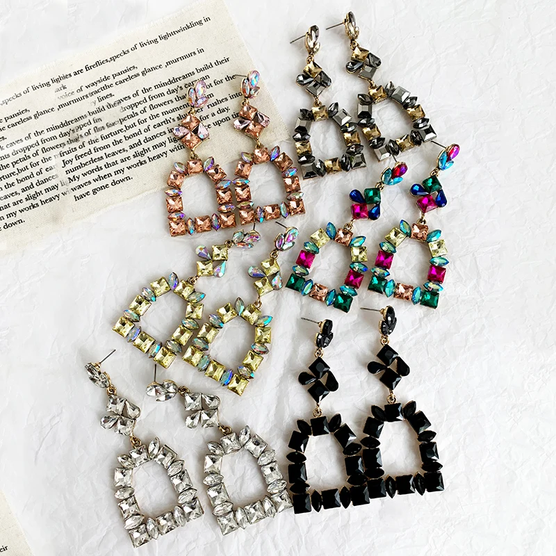 Геометрические висячие серьги с кристаллами и кисточками новый дизайн ювелирные