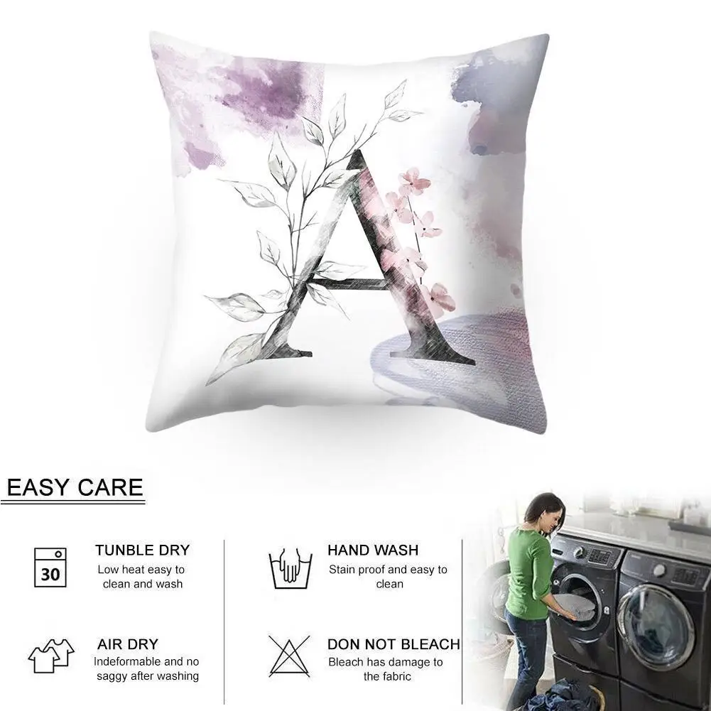 

26 English Letters Collocation Pillowcase Flower Pattern Decoration Home Cushion Pillows Car Cover Throw Pillow 45*45cm Sof Z5J2