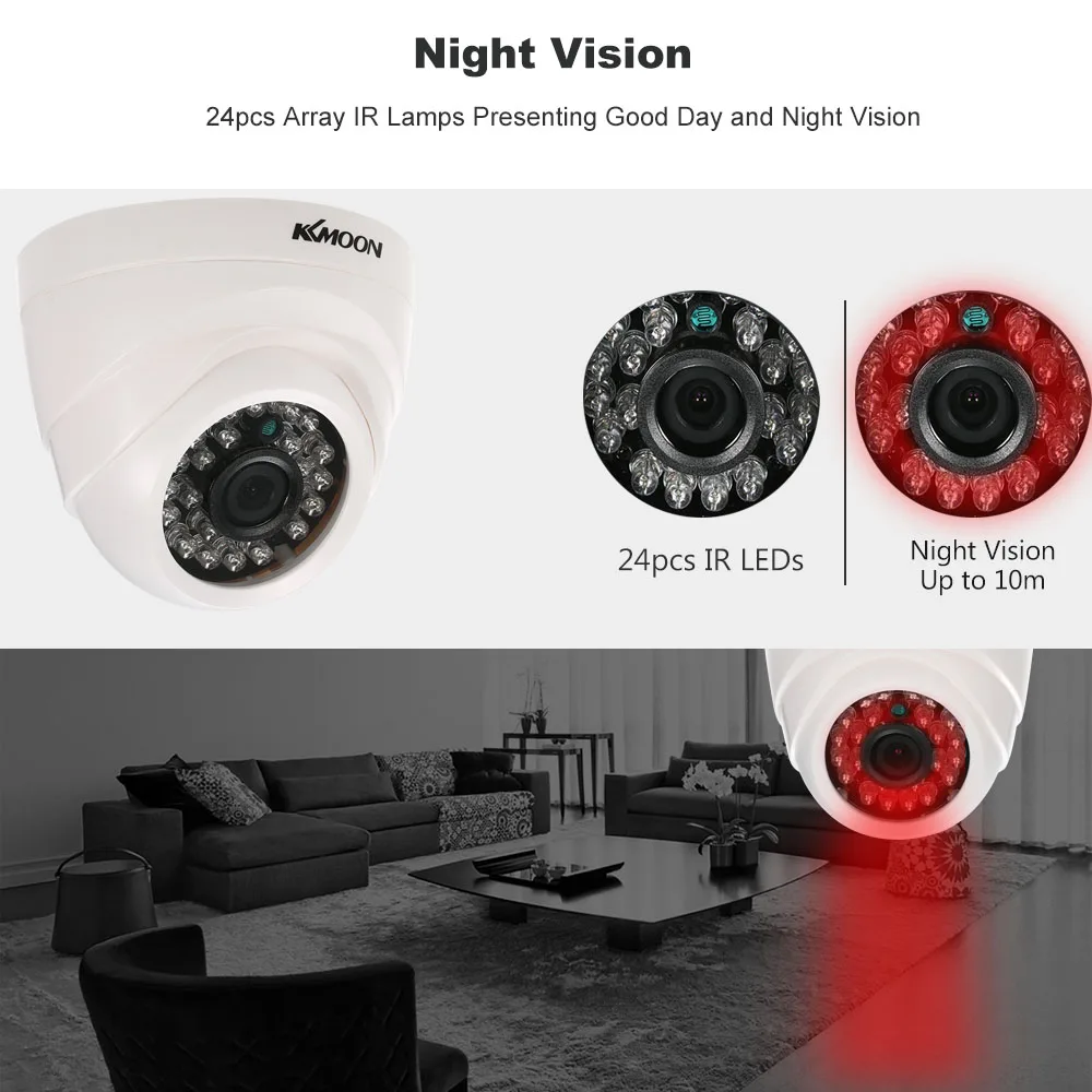 KKmoon 1080P AHD Купол CCTV Камера 3 6 мм объектив 1/2.8 CMOS 2.0MP IR CUT 24 шт ИК светодиодов Ночное