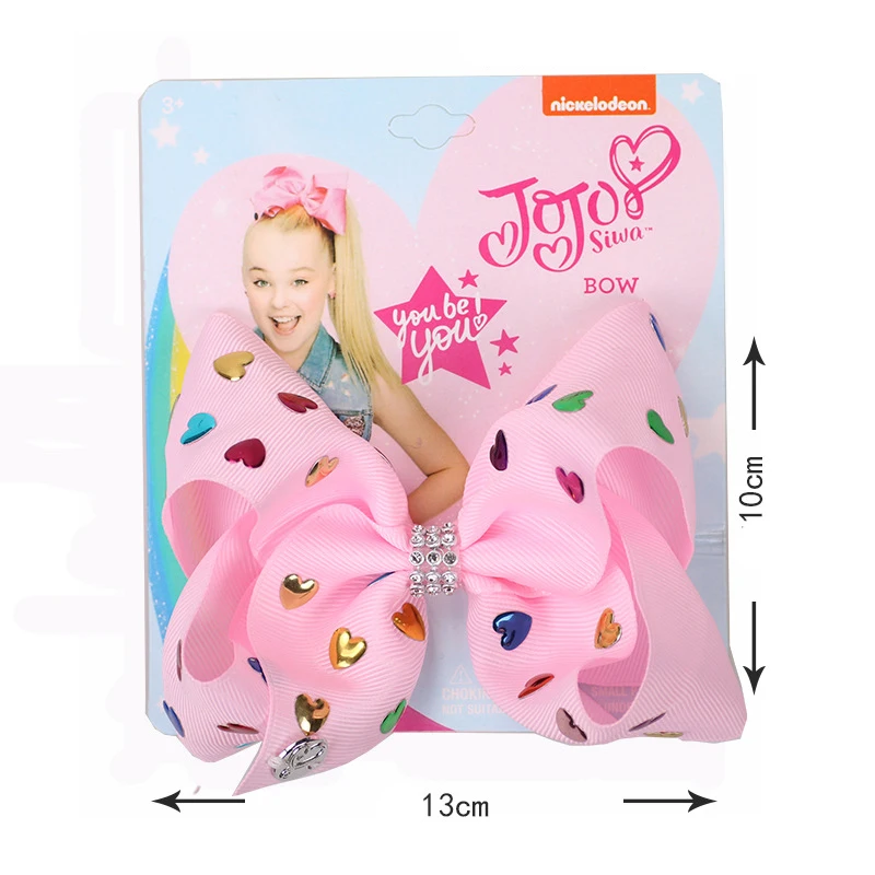 14 шт./лот 5 дюймов JOJO SIWA банты лента бант для волос с зажимы для волос банты Стразы центр Детские волосы для девочек Аксессуары Головные уборы