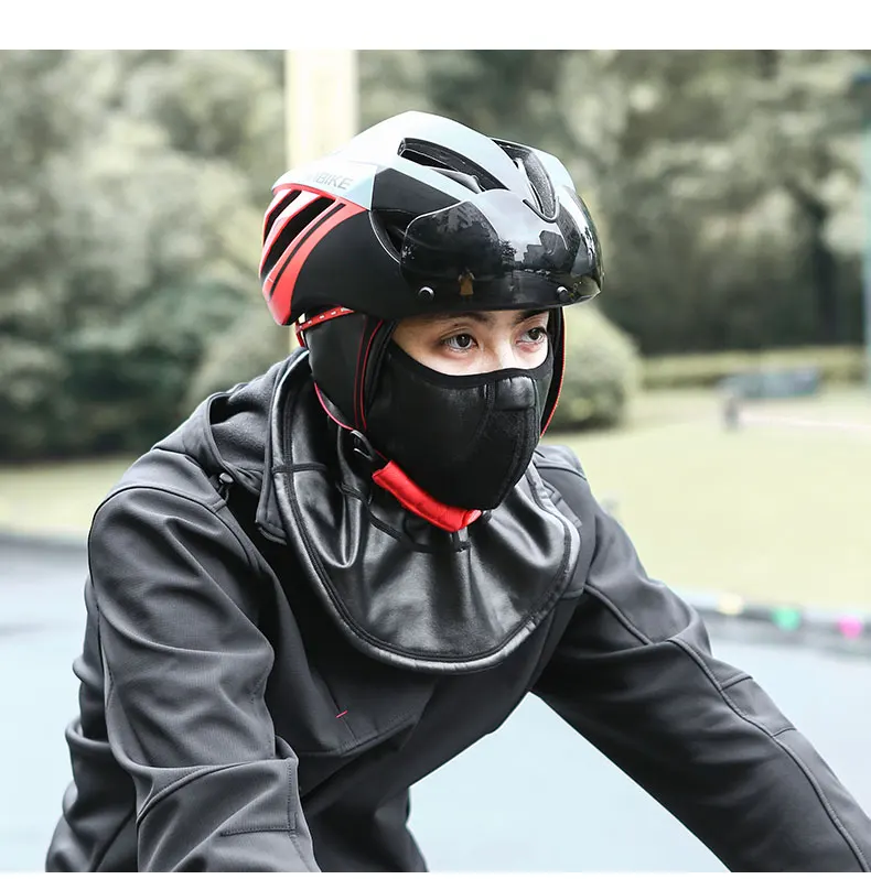 INBIKE, кожаная Лыжная маска, ветрозащитная, флисовая, термальная, Спортивная, зимняя, половина лица, маска для шеи, теплая шапка, головной убор, мужская, велосипедная Балаклава