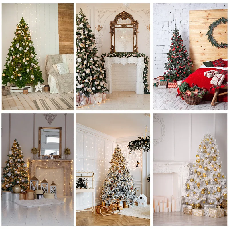 

Christmas Theme Photography Background Christmas Tree Fireplace Children Portrait Backdrops For Photo Studio Props 21524 JPW-40
