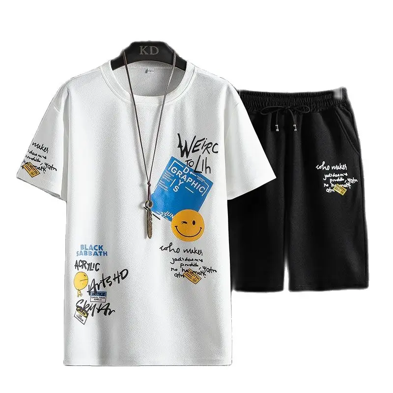 

2021 Summer Tracksuits Men's Sport Suit Running Sets Clothes Sports Joggers Training Gym Fitness Man Set T SHIRT + Short Pants