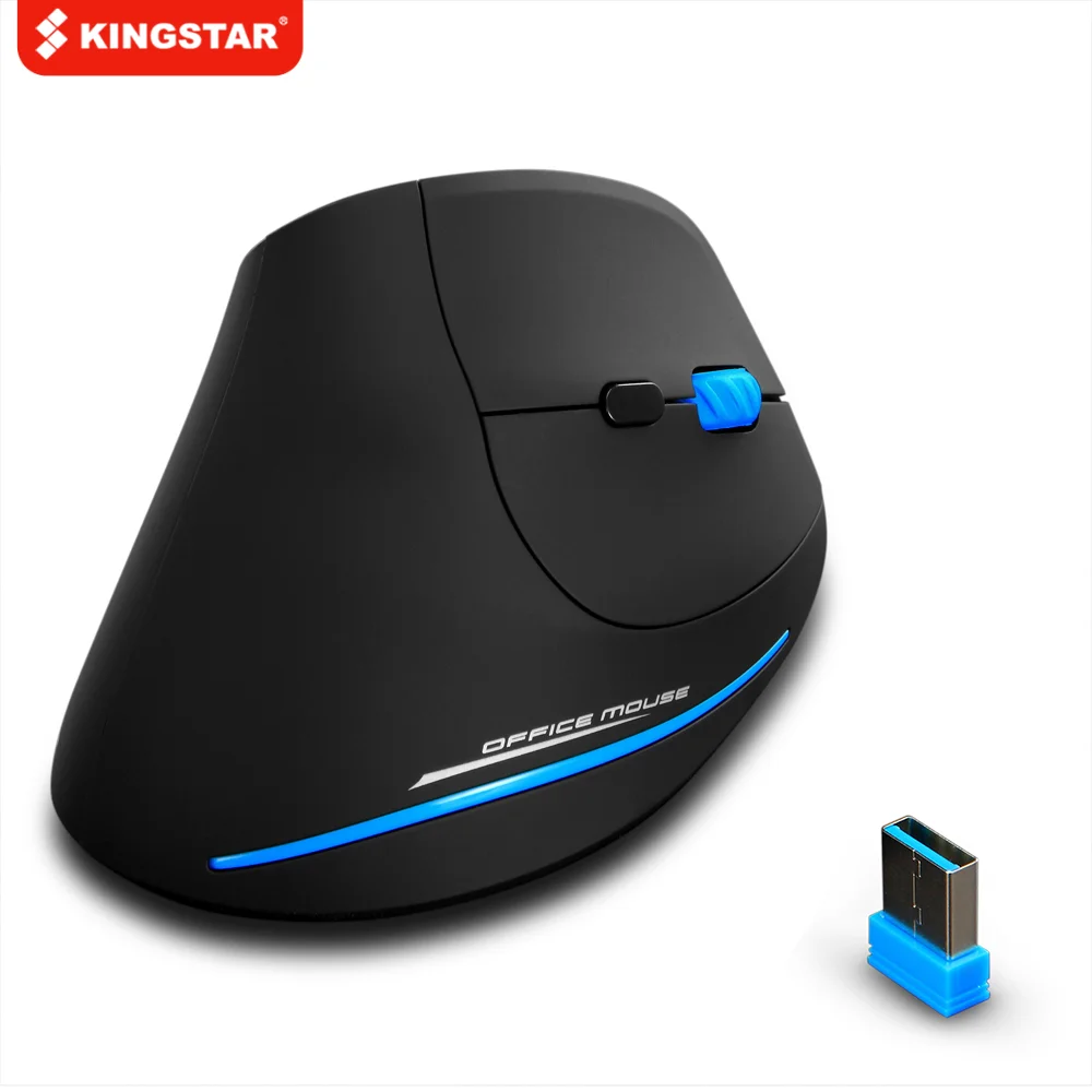 

Вертикальная игровая мышь KINGSTAR, Регулируемая оптическая беспроводная мышь 2400 DPI 2,4G, USB, компьютер, ПК, ноутбука, офиса, дома