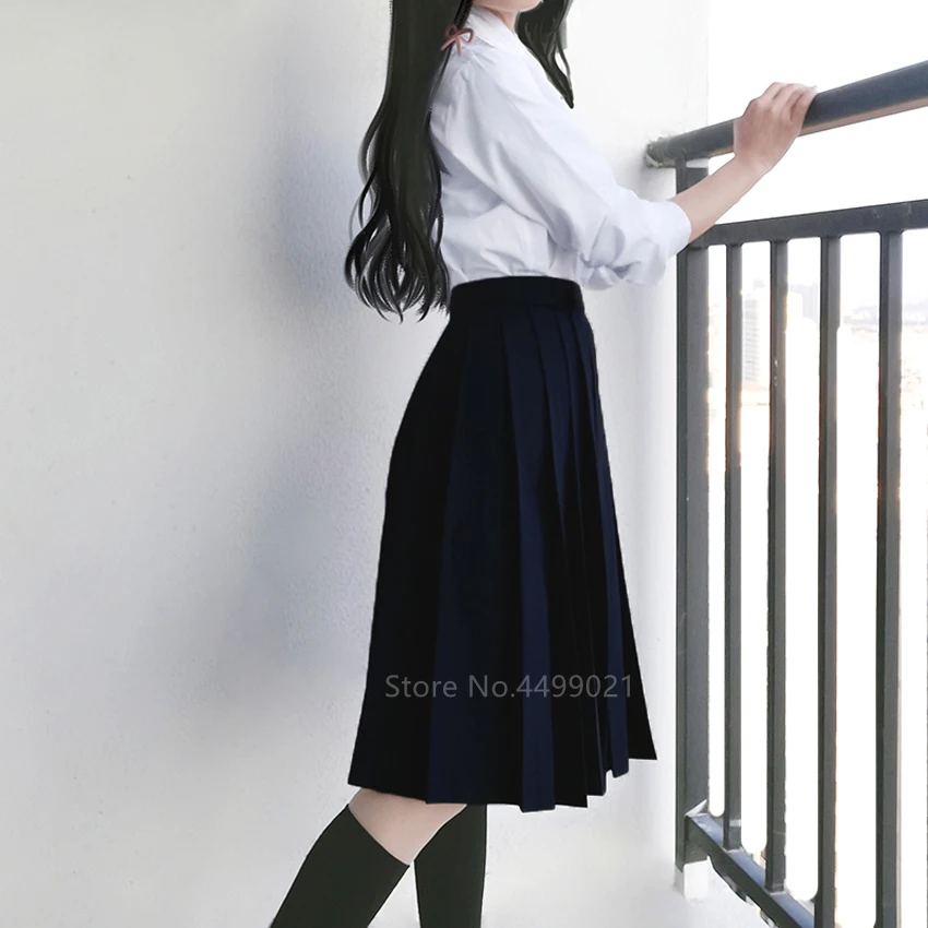 Японская школьная форма для девочек, плиссированная юбка с высокой