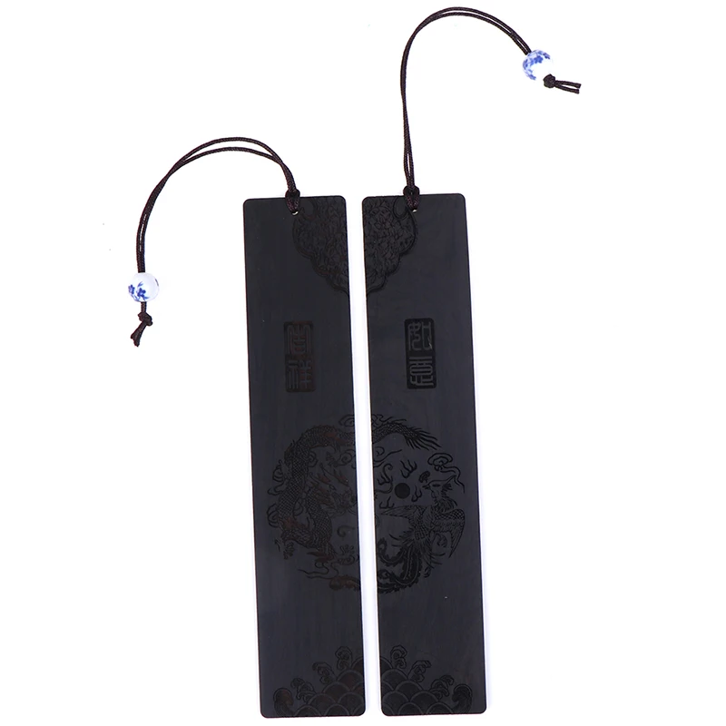 

1pc Retro Bookmarks Chinese Style Ebony Sandalwood Wood Quality Exquisitely Carved Stationery Bookmarks