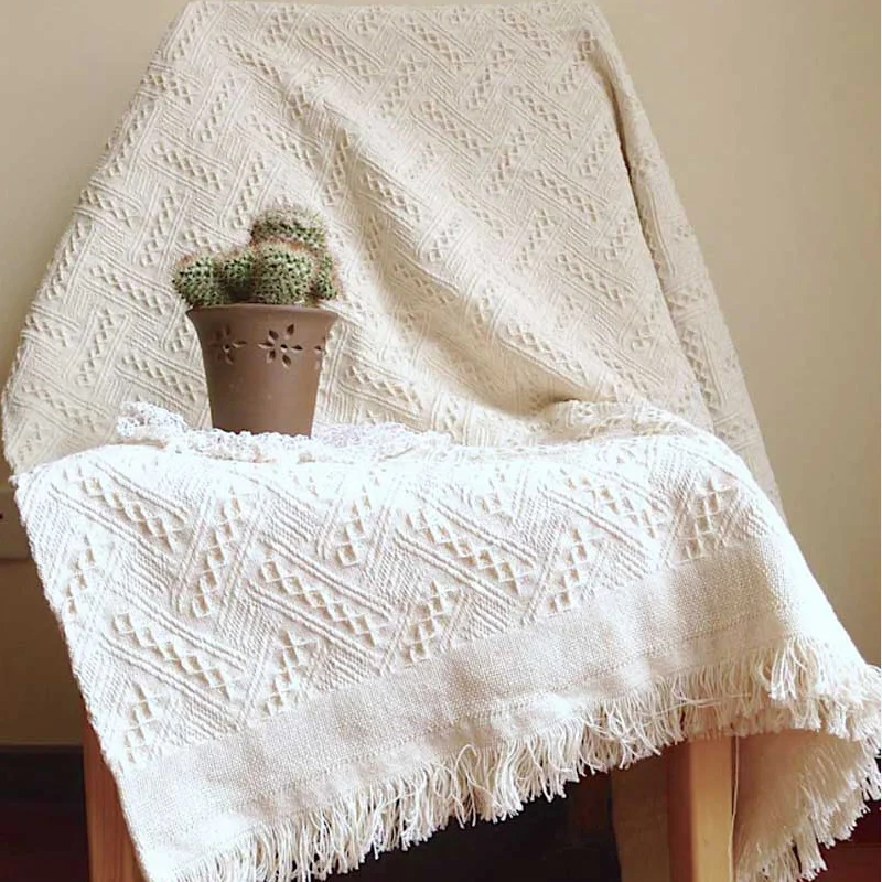 

Постельное белье из чистого хлопка для дома и гостиницы, офисный диван, вязаное покрывало с кисточками, гобелен для кровати, самолета, искус...