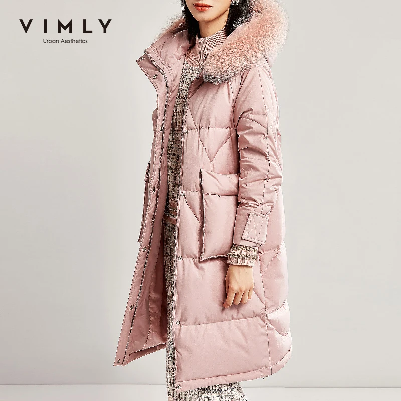 Куртка Vimly на белом утином пуху для женщин винтажное свободное однотонное пальто