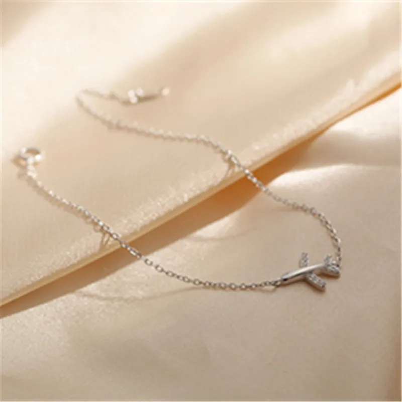 

Silver Plated Plane Bracelet for Women Zircon Aircraft Airplane Adjustable Chain Bracelets Luxury Jewelry Girls Gift