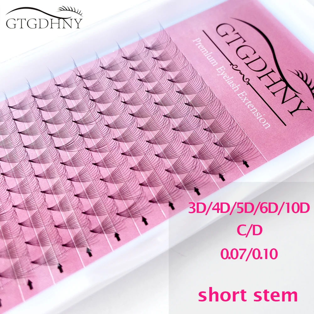 3-10d готовые объемные ресницы с коротким стержнем накладные из Кореи шелковые