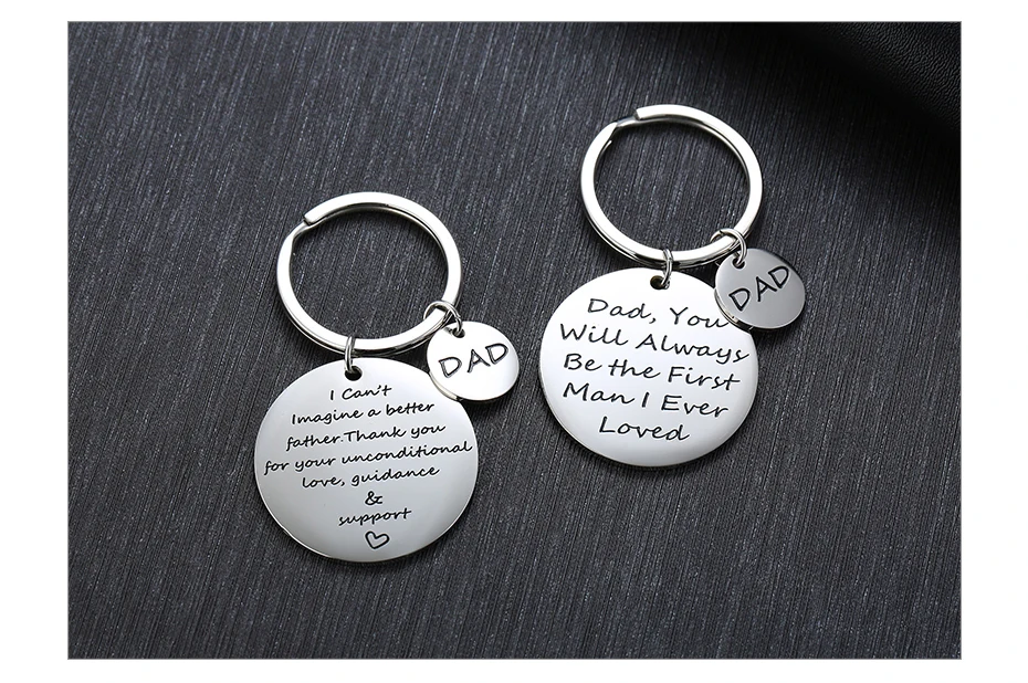 Vnox TO MY DAD Key Chains Stainless Steel Double Tags Engraved Love Papa Words Best Gifts for Father