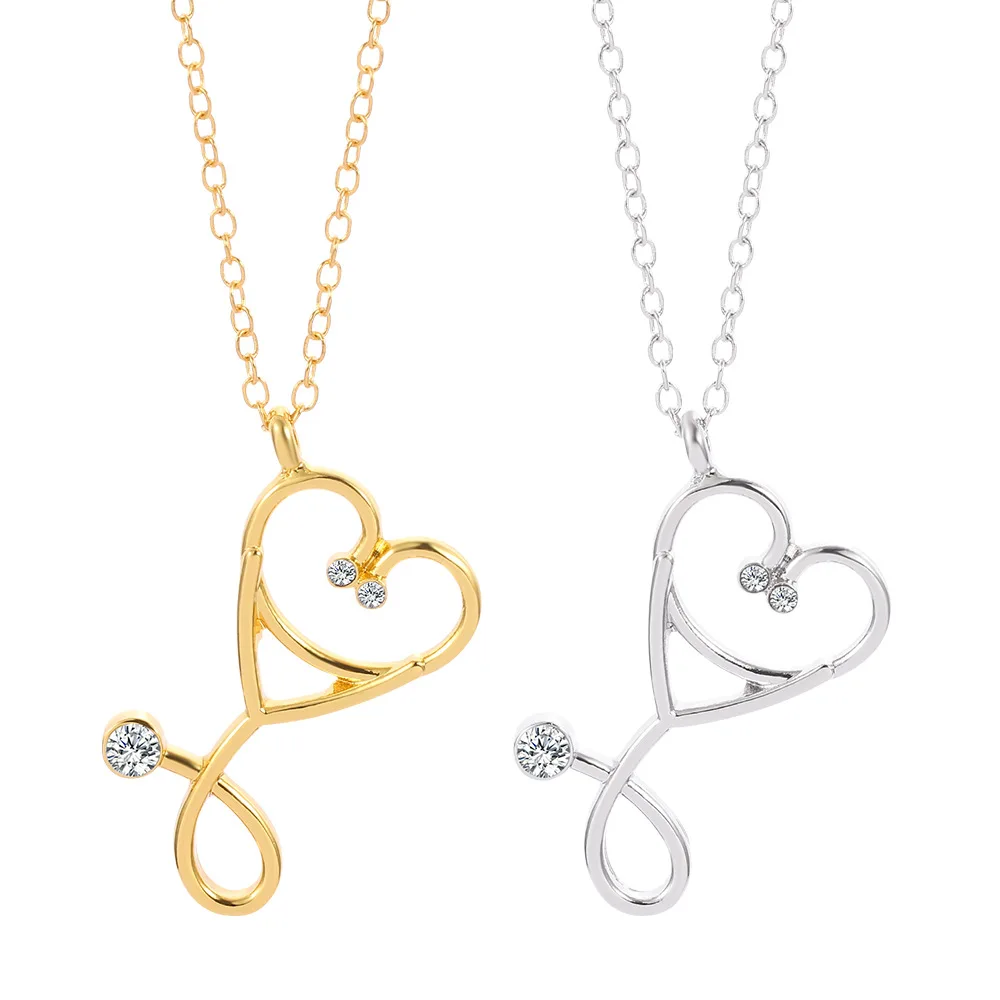 

Creative Adorable Echometer Charms Necklaces Doctor Nurse Jewelry For Lover's Gifts 2 Colors