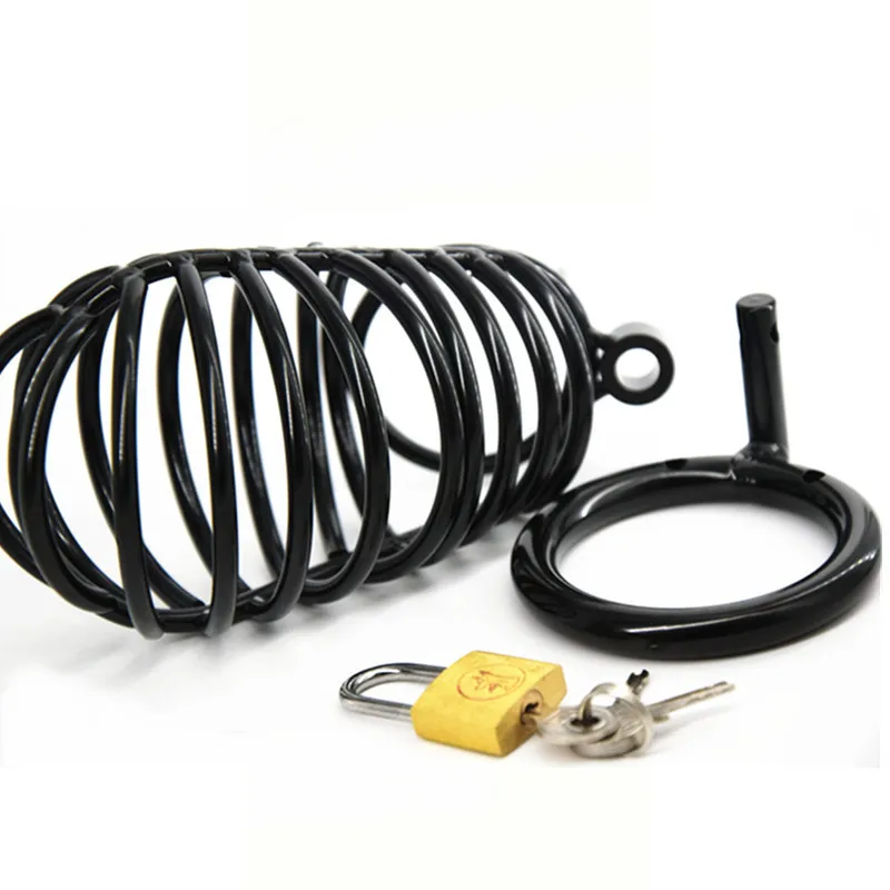 Черный металлический спиральный замок для петуха из нержавеющей стали бондаж на