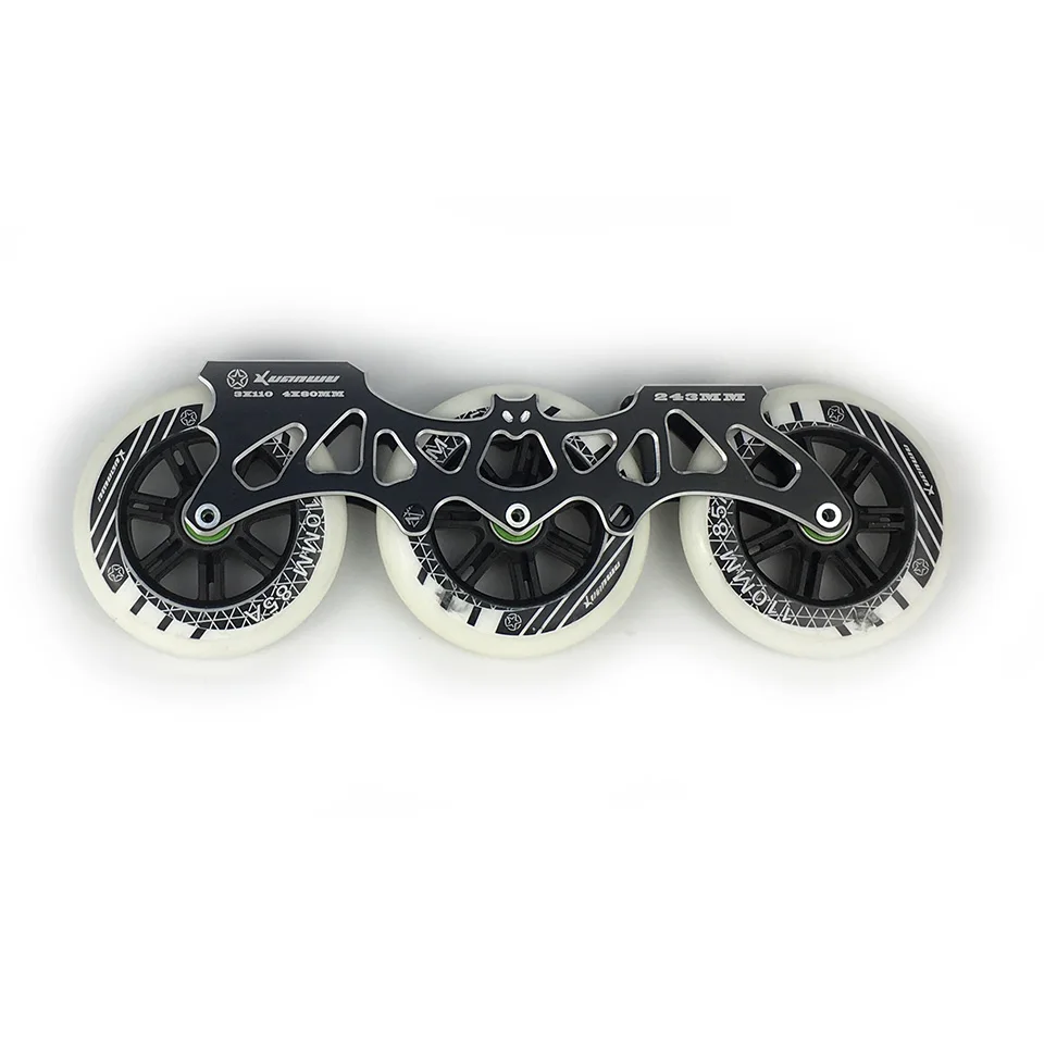 black white 3*110 мм скоростной Встроенный скейт базовый набор 165-195 мм Dinstance рама ILQ-11 подшипник 85A PU колеса для Powerslide Patines бассейн для катания на коньках - Цвет: black white