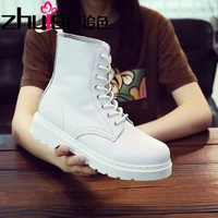 all white lychee pattern soft leather dr riding boots for men and women british style boots classic fashion 8 hole thin boots