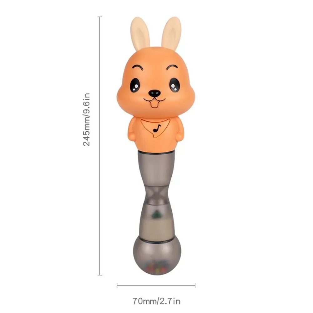 

Luminous Play Music Baby Rattle Cute Rabbit Shape Baby Molar Stick Newborn Teether Baby Hourglass Music Stick Sand Hammer Toy