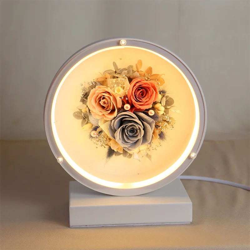 

Dried Flower Led Eternal Rose Desk Lamp Christmas Eternal Flowers for Home Decorations Valentine's Day Wedding New Year gifts